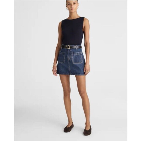 Madewell Merino Wool-Silk Blend Boat-Neck Sleeveless Knit Sweater Top Black Sz M - Picture 2 of 16